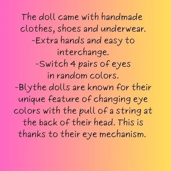 Beautiful 30cm Blythe Doll – Red Hair – Handmade Crochet Outfit - Picture 8 of 10